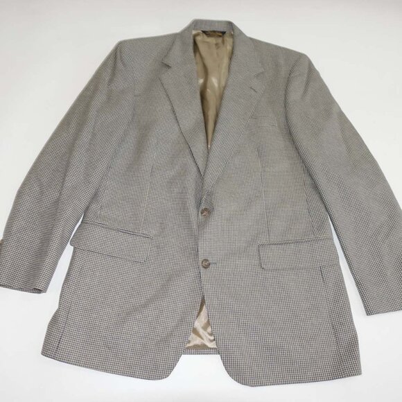 Brooks Brothers Men's Sport Coat Size 42 Long Beige Blue Silk Blazer Jacket 42L
